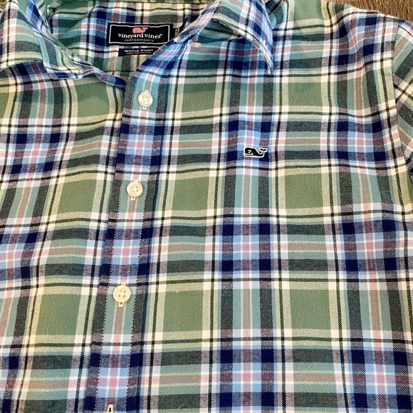 Vineyard Vines Boys Whale Shirt Plaid Long Sleeve Button xl 18 nwot worn once​ - Picture 4 of 8